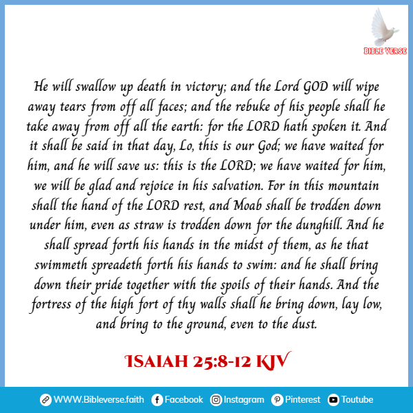 isaiah 25 8 12 kjv verses in the bible about heaven