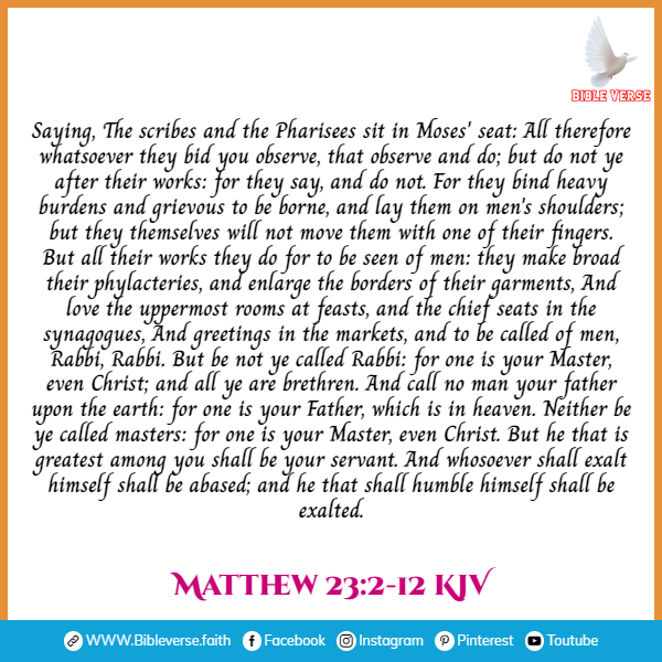 matthew 23 2 12 kjv bible verses on humility