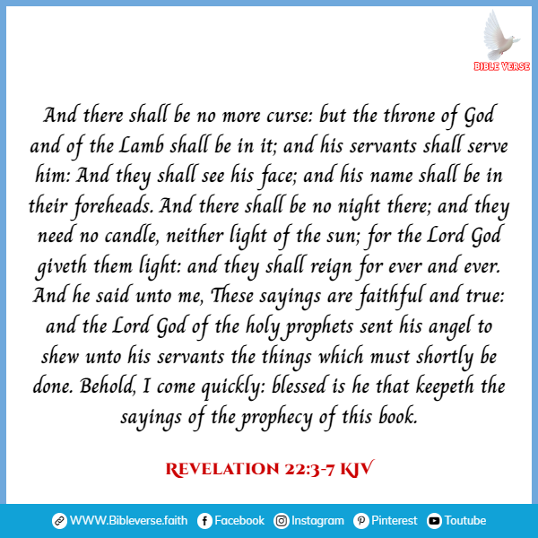 revelation 22 3 7 kjv verses in the bible about heaven